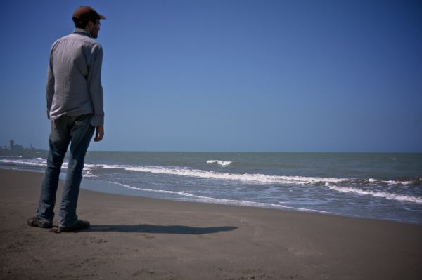 Looking over the quiet beach, enjoying the time alone